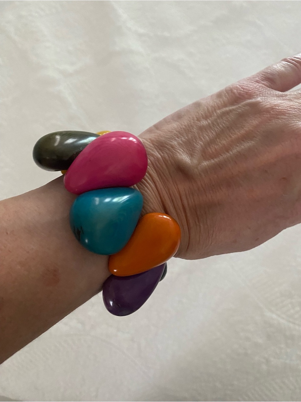Tagua Nut Multicolored Boho Chunky Sustainable Bracelet NWOT
